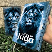 Bíblia Sagrada Leão de Juda Azul Edifica Letra Hiper Gigante Com Harpa e Índice