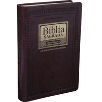 Biblia sagrada - letra gigante c/ letras vermelhas e notas e referencias - rc - marrom nobre - sbb
