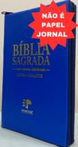 Bíblia sagrada letra gigante capa com ziper azul royal