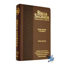 Bíblia Sagrada Letra Gigante com Harpa e Índice ARC Almeida Revista Corrigida Capa Estrela Café e Preto