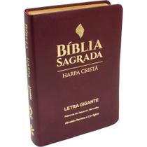 Bíblia Sagrada Letra Gigante Com Letras Vermelhas e Harpa Cristã material sintético ARC Vinho