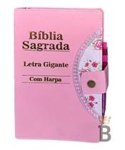 Bíblia Sagrada Letra Gigante Harpa Porta Caneta Preta Vinho
