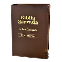 Bíblia Sagrada Letra Gigante Luxo C/ Harpa Marrom