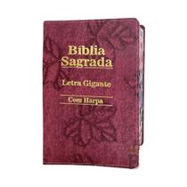 Bíblia Sagrada Letra Gigante Luxo Folha Pink - C/ Harpa