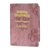 Bíblia Sagrada Letra Gigante - Luxo - Folha Rosa Luxo - C/ Harpa