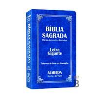 Biblia Sagrada Letra Gigante Luxo Popular - Azul - Com Harpa - RC