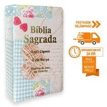 Biblia Sagrada Letra Gigante Luxo Popular - Coração Azul - Com Harpa - Mulher - RC Biblia Sagrada Letra Gigante Luxo Popular - Coração Azul - Com Harpa - Mulher - RC