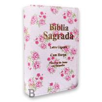 Biblia Sagrada Letra Gigante Luxo Popular - Floral Rosa - Com Harpa - Mulher - RC Biblia Sagrada Letra Gigante Luxo Popular - Floral Rosa - Com Harpa - Mulher - RC