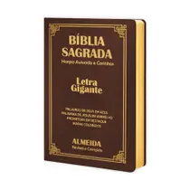 Biblia Sagrada Letra Gigante Luxo Popular - Marrom - Com Harpa - RC