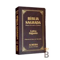 Biblia Sagrada Letra Gigante Luxo Popular - Marrom - Com Harpa - RC