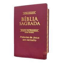 Bíblia Sagrada Letra Gigante Luxo Popular Pink - C/ Harpa E Palavras De Jesus Em Vermelho - RC - Rei Das Bíblias