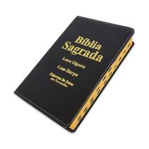 Biblia Sagrada Letra Gigante Luxo Popular - Preta - C/ Harpa E Palavras De Jesus Em Vermelho - RC - REI DAS BIBLIAS
