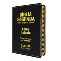 Biblia Sagrada Letra Gigante Luxo Popular - Preta - C/ Harpa E Palavras De Jesus Em Vermelho - RC