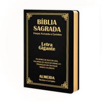 Biblia Sagrada Letra Gigante Luxo Popular - Preta - Com Harpa - RC