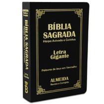 Biblia Sagrada Letra Gigante Luxo Popular - Preta - Com Harpa - RC