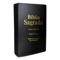 Biblia Sagrada Letra Gigante Luxo Popular - Preta - Com Harpa - RC