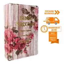 Biblia Sagrada Letra Gigante Luxo Popular - Romantic - Com Harpa - Mulher - RC