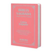Biblia Sagrada Letra Gigante Luxo Popular - Rosa - Com Harpa - RC
