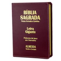 Bíblia Sagrada Letra Gigante - Luxo Vinho - C/ Harpa