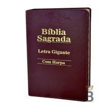 Bíblia Sagrada Letra Gigante - Luxo Vinho - C/ Harpa