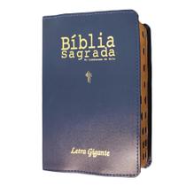 Bíblia sagrada letra gigante ntlh capa de luxo azul com índice com auxílios sbb