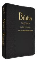 Bíblia sagrada letra gigante ntlh capa de luxo preta com índice com auxílios sbb