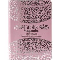 Bíblia Sagrada Letra Gigante Tamanho Médio ROSA Versão ARC Almeida Revista Corrigida Palavras de Jesus em Vermelho