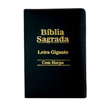 Bíblia Sagrada Letra Gigante - Ziper - Preta - C/ Harpa Cristã