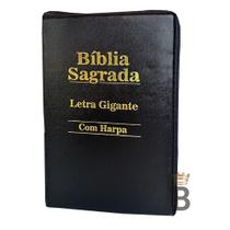 Bíblia Sagrada Letra Gigante - Ziper - Preta - C/ Harpa Cristã - REI DAS BIBLIAS