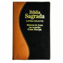 Bíblia Sagrada Letra Gigante Zíper Preta Com Harpa Cristã