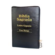 Bíblia Sagrada Letra Gigante - Ziper - Preta com Harpa Cristã
