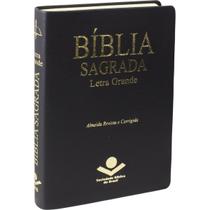 Bíblia Sagrada Letra Grande ARC Almeida Revista e Corrigida Capa Luxo Preta Sem Índice Mapas Plano de leitura anual SBB