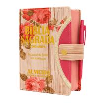 Bíblia Sagrada Letra Grande Botão Romantic C/ Harpa + Caneta - REI DAS BIBLIAS