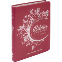 Bíblia Sagrada Letra Grande Feminina Capa Luxo Pink para Mulheres Meninas Adolescentes Almeida Revista e Corrigida - SBB