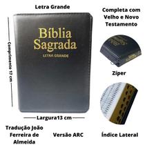 Bíblia sagrada letra grande índice almeida revista corrigida ziper arc - Versão Almeida Revista e Corrigida