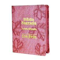Bíblia Sagrada Letra Grande - Luxo - Folha Rosa -C/ Harpa