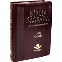 Bíblia Sagrada Letra Grande - material sintético Marrom escuro