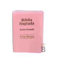 Bíblia Sagrada Letra Grande Rosa Zíper - C/ Harpa
