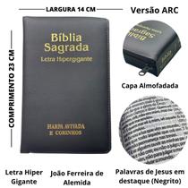 Bíblia Sagrada Letra Hiper Gigante com Harpa Zíper Almeida Revista e Corrigida RC João Ferreira