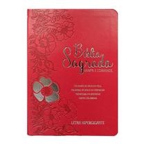 Bíblia Sagrada Letra Hipergigante ARC Harpa Avivada e Corinhos Capa Floral Dália Vermelha