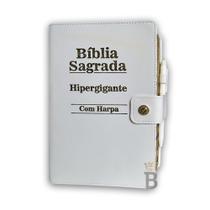 Bíblia Sagrada Letra Hipergigante - Botão - Branca - C/ Harpa