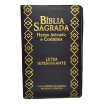 Bíblia Sagrada Letra Hipergigante Capa Costurada Índice Harpa + Coros Pentecostal Luxo