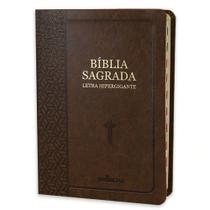 Bíblia Sagrada letra Hipergigante Capa Pu Luxo com Índice E Harpa - Marrom