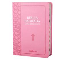 Bíblia Sagrada letra Hipergigante Capa Pu Luxo Rosa com Índice E Harpa Bíblia Sagrada letra Hipergigante Capa Pu Luxo Rosa com Índice E Harpa