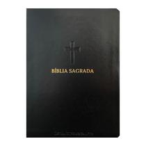 Bíblia Sagrada Letra Hipergigante com Harpa e Índice ARC Almeida Revista Corrigida Capa Cruz Preta