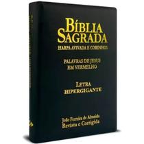 Bíblia Sagrada Letra Hipergigante com Harpa e Zíper com Palavras de Jesus em Vermelho ARC Almeida Revista e Corrigida