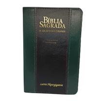 Bíblia sagrada letra hipergigante harpa arc índice capa de luxo bicolor verde e preto