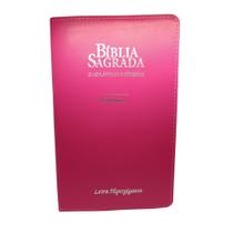 Bíblia sagrada letra hipergigante harpa arc índice capa de luxo rosa pink