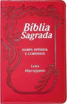 Bíblia Sagrada Letra Hipergigante Harpa Cristã Zíper Índice Vermelho Neon