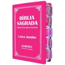 Bíblia Sagrada Letra Jumbo ARC Capa PU Flexível Pink com Índice Abas Adesivas Bíblia Sagrada Letra Jumbo ARC Capa PU Flexível Pink com Índice Abas Adesivas
